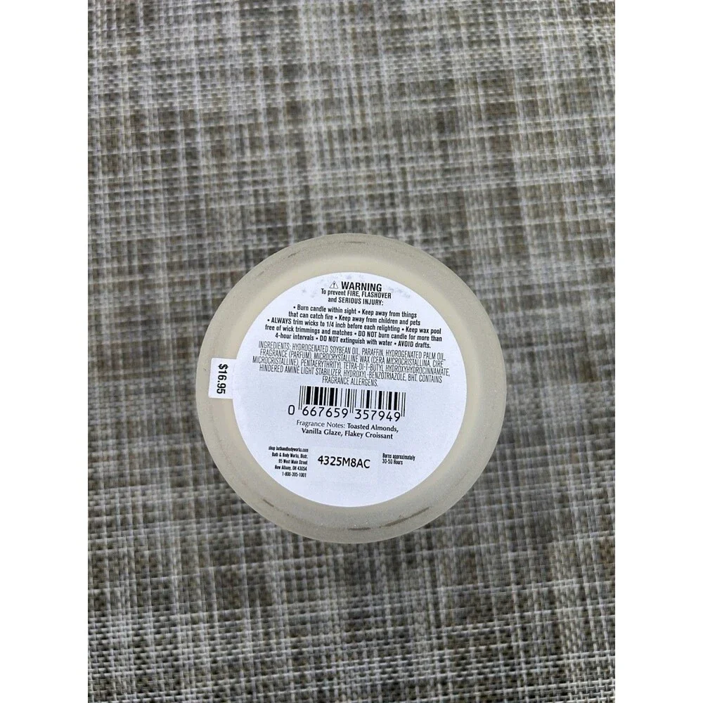 Bath & Body Works Almond Croissant 1-Wick Scented Candle 8 oz New